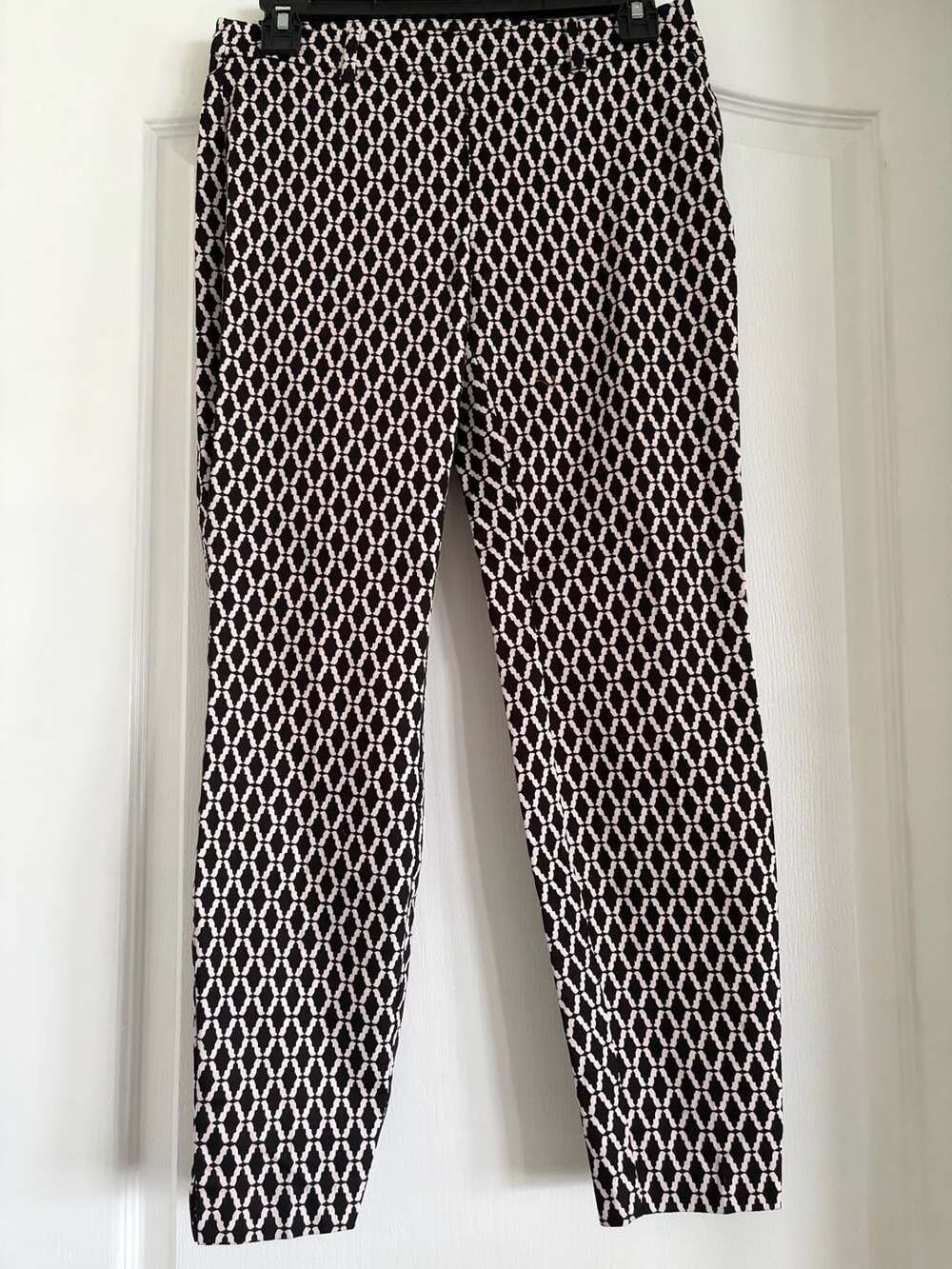 H&M Black and White Geometric Diamond Print Dress Pants Trousers US 4